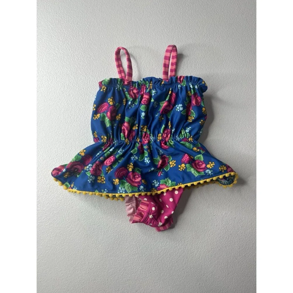 Matilda Jane BEACH BABY SWIMSUIT 3-6 Months Floral Skirted Brilliant Daydream‎